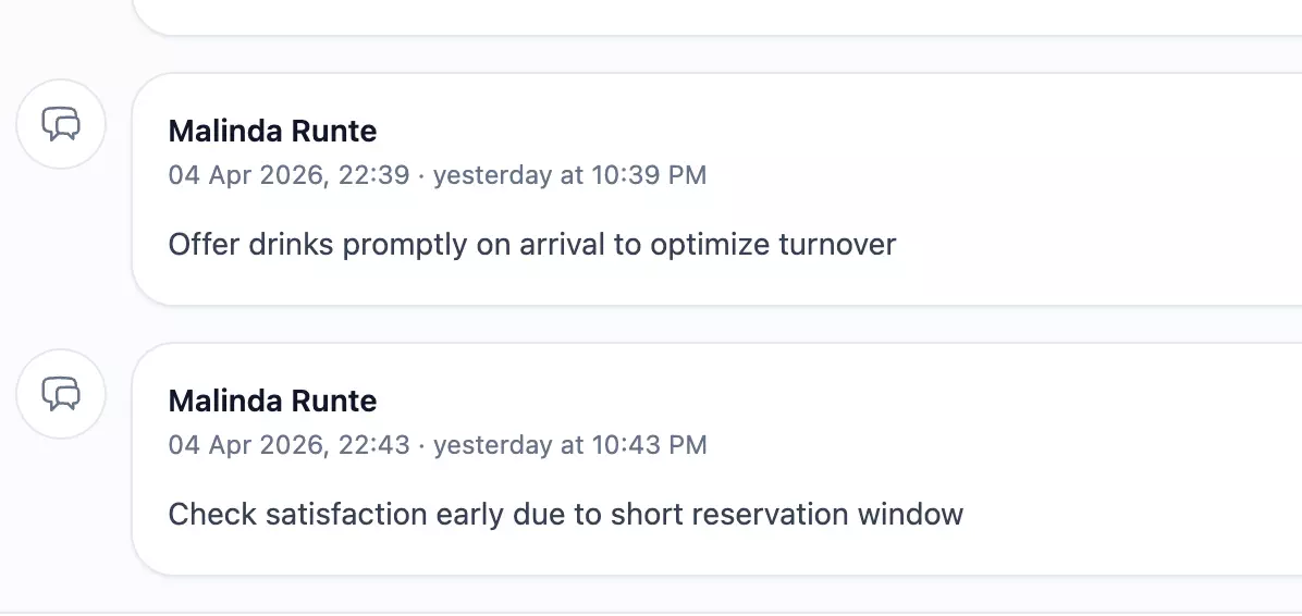 Sweely owner panel reservation notes and guest request management