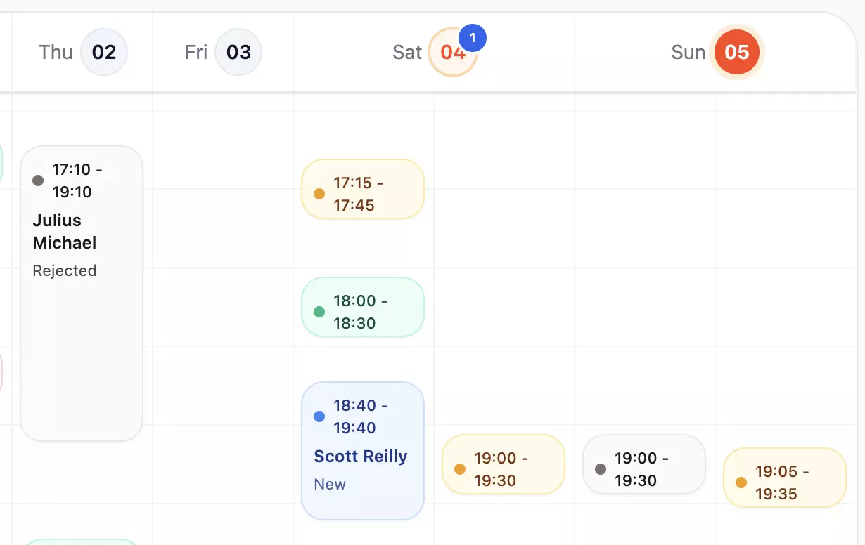 Sweely owner panel booking scheduler for table and time slot management