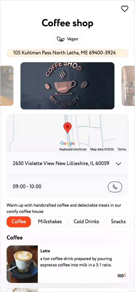 Sweely venue page preview shown in the customer discovery experience